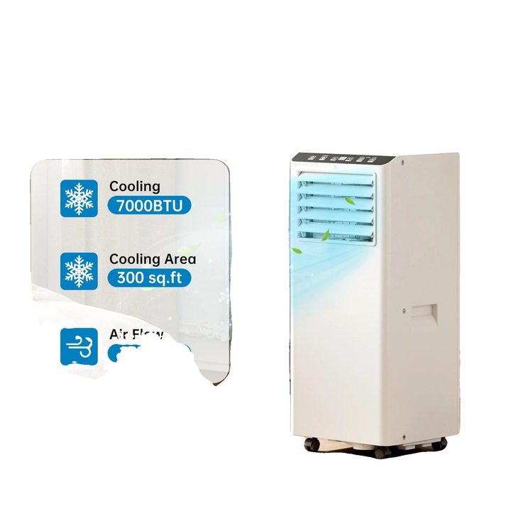 Aer conditionat portabil, 9000 BTU, 3 in 1, 7000BTU, dimensiuni compacte, mobilitate usoara