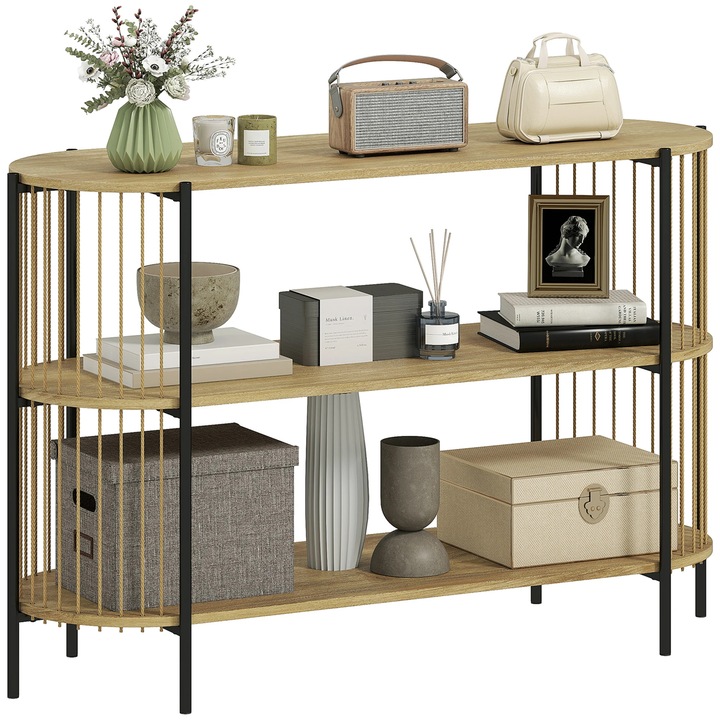 Masa consola, Masa pentru hol, Stil modern minimalist, Lemn, Dreptunghiulara, Fara sertare, 124 x 43, 5 x 80 cm, Ciocolatiu