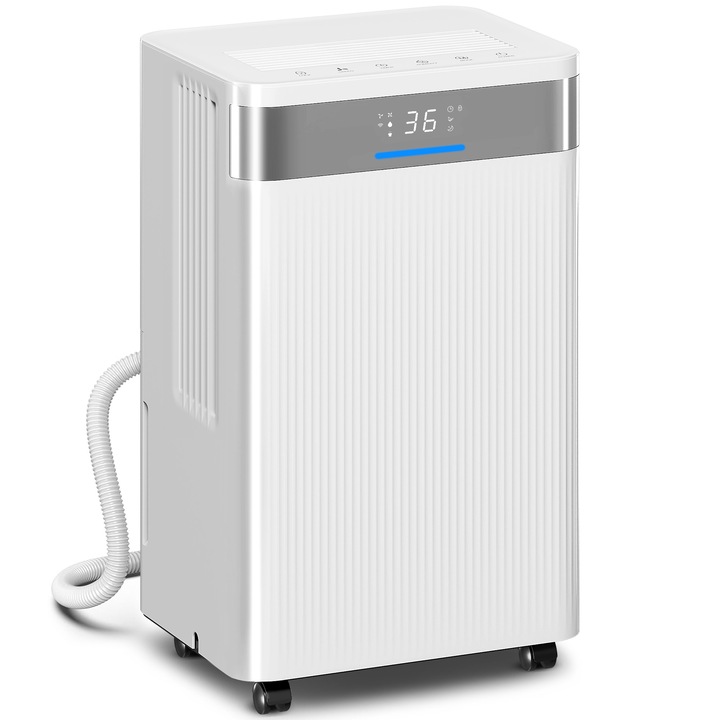 Dezumidificator compact pentru baie, 1.2 litri, 60mp, 2 moduri, negru