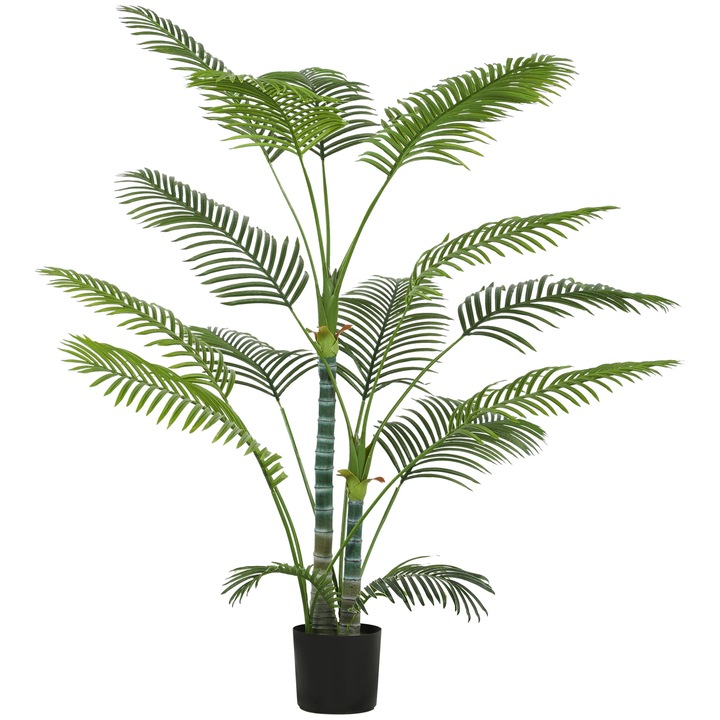Palmier artificial, Planta de podea, 170 cm, Cu ghiveci, Pentru interior, Plastic, Verde