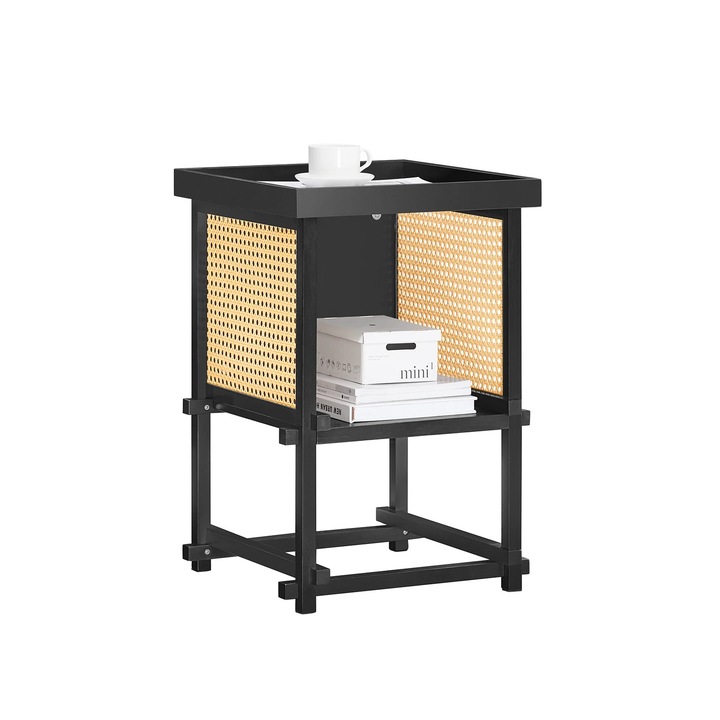 Noptiera, HFBT03, stil marocan modern, imbinari cep-mortasa, 40×60×40 cm, negru