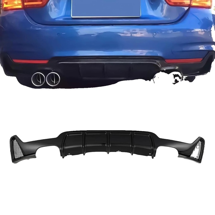 Difuzor spate, dual-out negru, plastic ABS de inalta calitate, montare directa, pentru bara de protectie M Sport