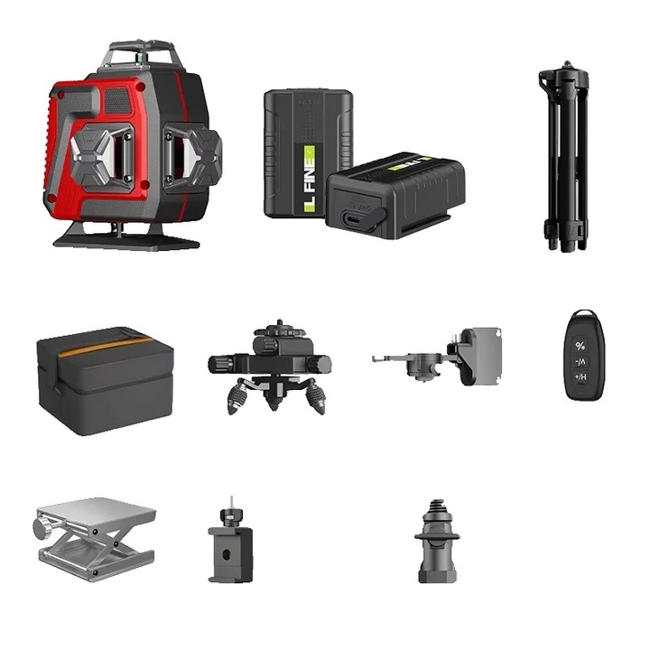 16 vonalas lézeres szintező, önszintező, zöld lézer, állvánnyal és vászontáskával