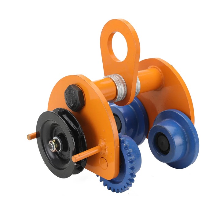 Carucior pentru grinda I, Manual, 2 tone, Roti duble, Sarcina grea, Cu lant, Pentru palan