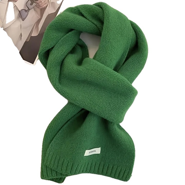 Esarfa din lana, design windproof, verde, pentru iarna