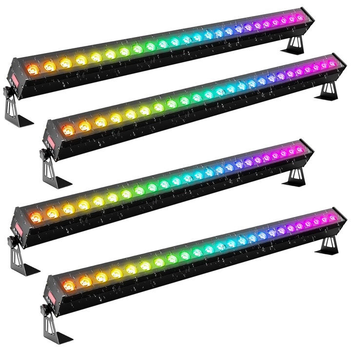 Bara luminoasă LED RGB 120 W, 24x3 W, IP65, control DMX, set 4 bucăți