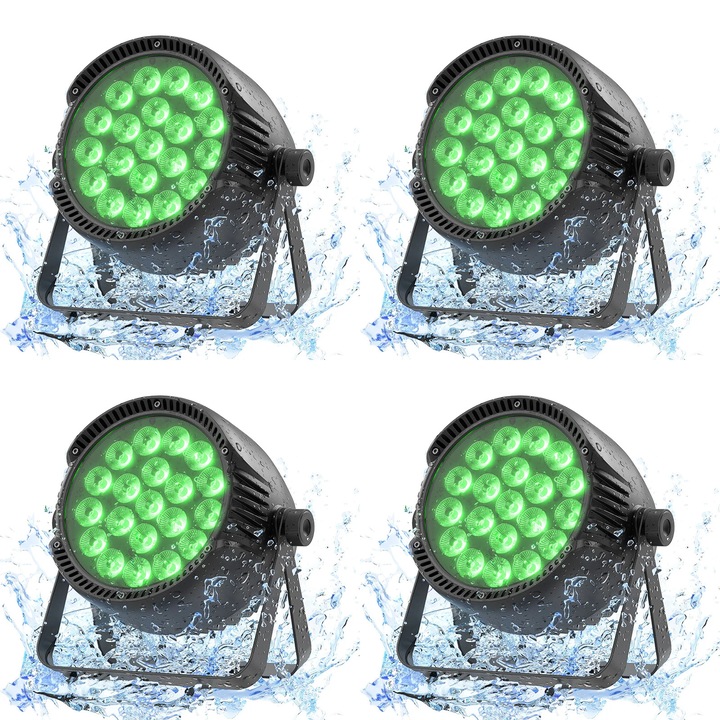 Proiector LED PAR impermeabil, 250W, 20*10W RGBW, DMX512/RDM, Alb cald