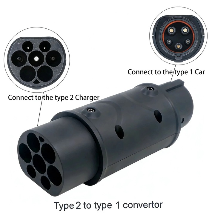 Adaptor de incarcare EV, Type 2 la Type 1, 16A-60A, impermeabil, 250V AC
