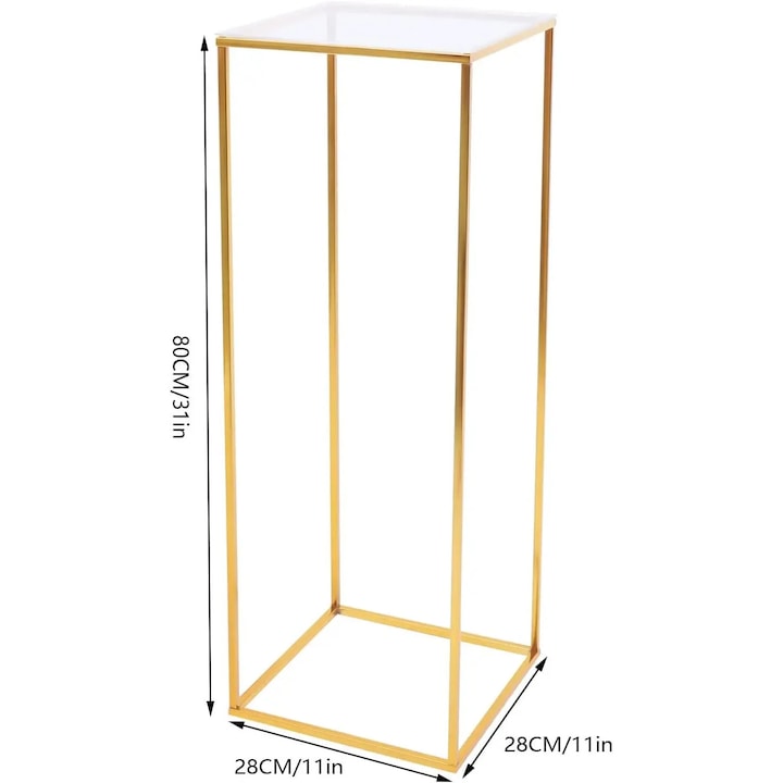 Suport de podea pentru plante, design elegant, materiale durabile, auriu, 28x28x80cm