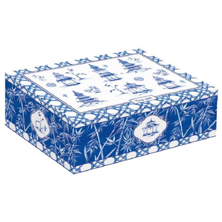 Cana cu suport si cutie pentru ceai - Pagoda, Portelan, Multicolor