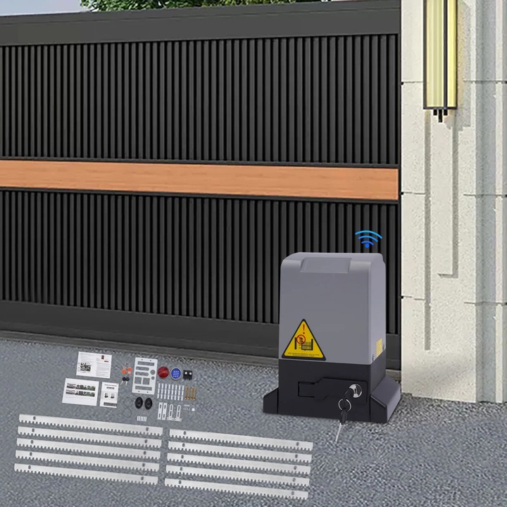 Operator poarta culisanta electrica, MD370/MD550/MD750, 220V, 370–750 W, sina de ghidare 6 m, pana la 800–1600 kg, Galben deschis