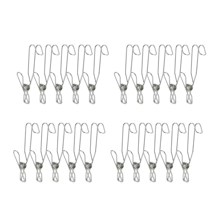 Clips pentru rufe, inox durabil, utilizare versatila, set 20 bucati