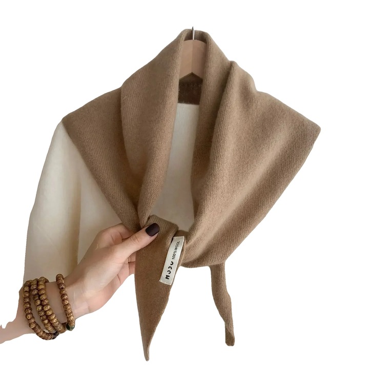 Esarfa triangulara din lana, 12 khaki, 100x41cm