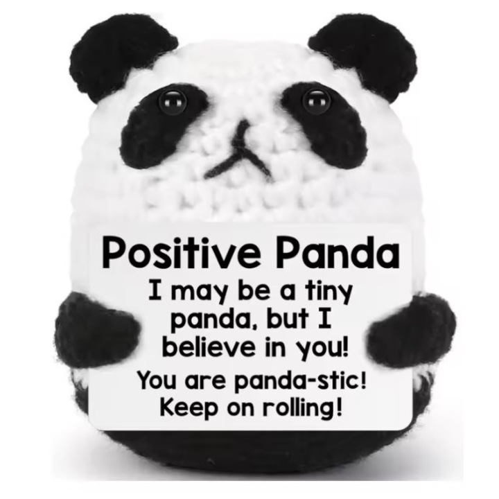 Jucarie de plus, Panda, lucrata manual, 10cm, multicolor