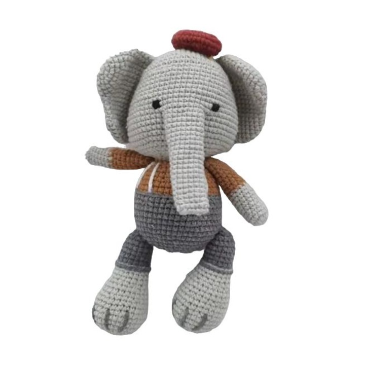 Плюшена играчка, слон, 19см, ръчна изработка