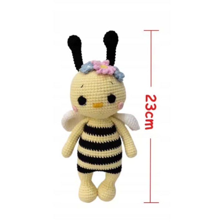 Plüssjáték, méhecske modell, 23cm, kézzel készített, többszínű