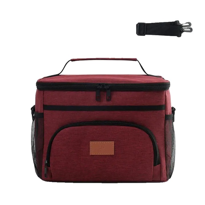 Rucsac termic, capacitate mare, izolatie termica, rosu vin, 30x23.5x21.5cm