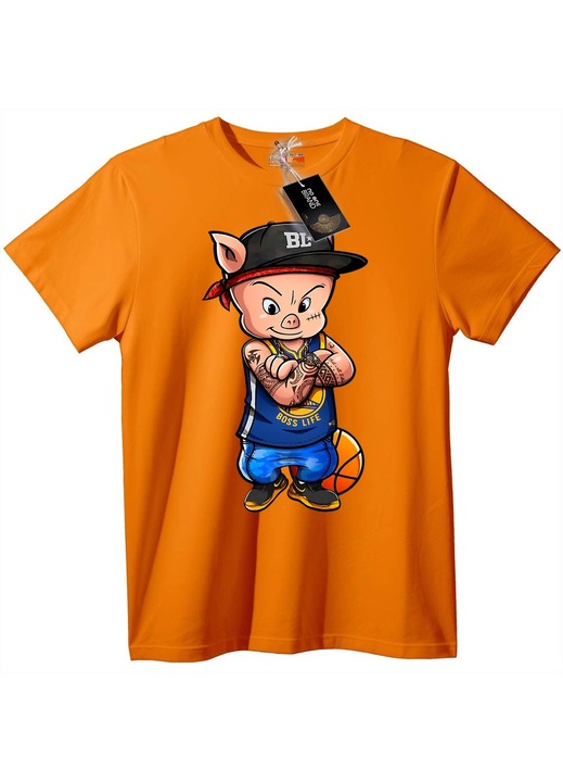 Tricou Pig Boss Life baschet, Portocaliu