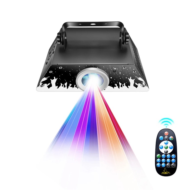 RGB Lumina Laser, Proiector Scena, 3D Animatie, Telecomanda, Stecher UE, 100V AC, Certificat CE, Pentru Petreceri si Disco