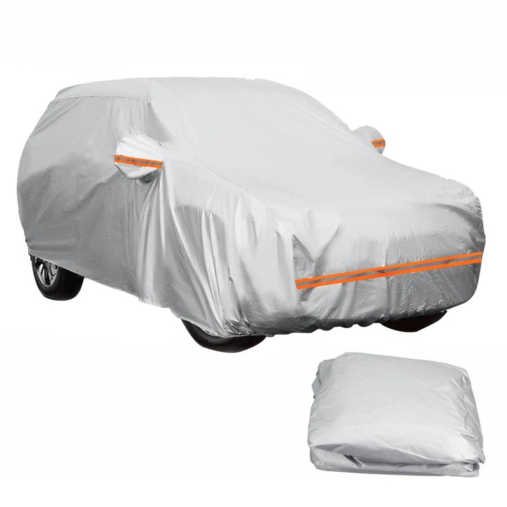 Husa auto SUV, Acoperire completa, Impermeabila pentru exterior, Protectie UV, Protejeaza de soare, ploaie si zapada, Marime XL, Argintiu