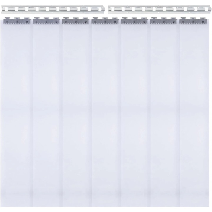 Perdea PVC, Perdea cu inele, Semi-transparenta 41–85% filtrare lumina, Montaj la tavan, Deschidere stanga/dreapta, 4+ Panouri, Alb