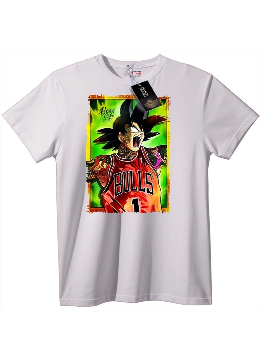 Tricou Dragon Ball Bulls Boss Life, Alb