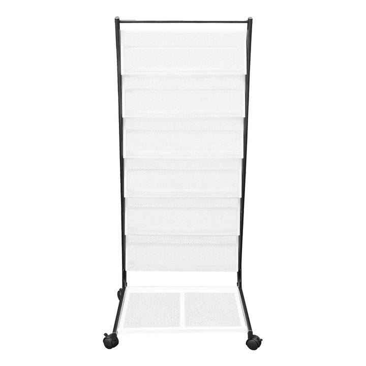 Suport documente, 6 etaje, mobil cu roti, negru, 47.5x38x132cm