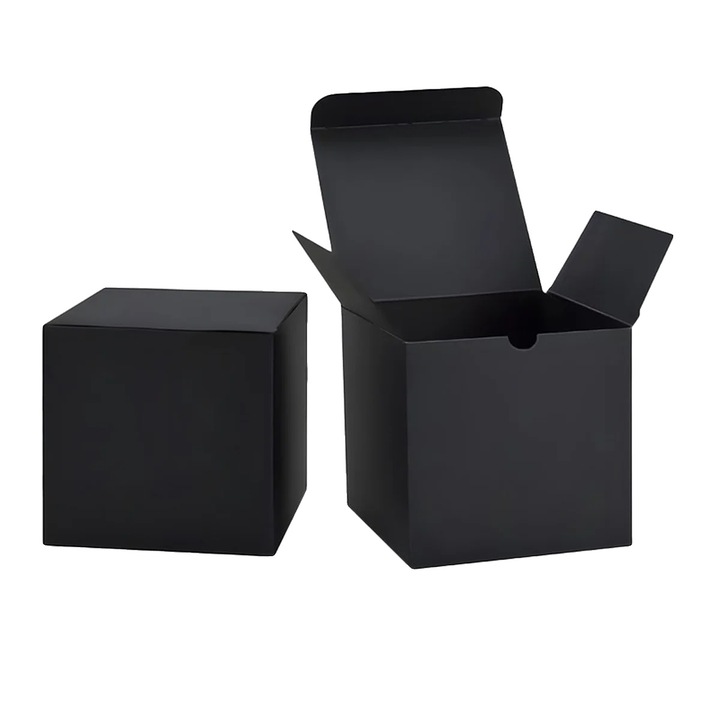 Комплект кутии за подаръци, издръжлив дизайн, екологичен материал, черен, 9.5x9.5x11см