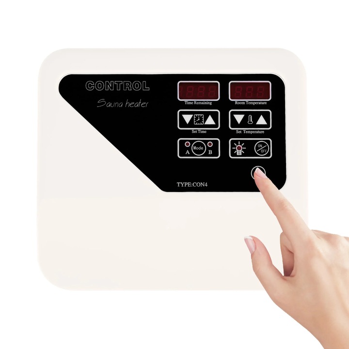 Controler pentru saună montat pe perete, alb, 3-9 kW, 220-240 V, iluminare max 60 W