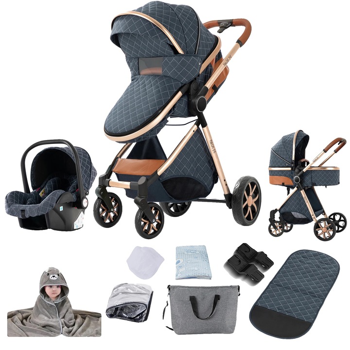 Marsupiu pentru copii, design compact, albastru, greutate maxima 10 kg, sistem de siguranta cu 5 puncte