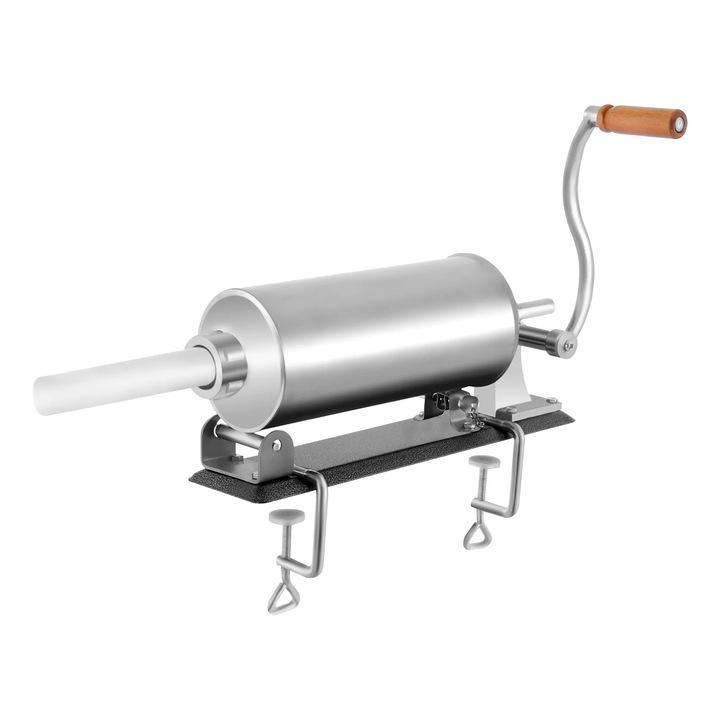 Aparat de Umplut Carnati, Masina Manuala, Capacitate 3 l, Manivela, Inox, Cantitate Umplere aprox. 3 kg, Argintiu