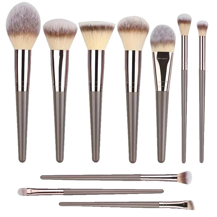 Sminkecset készlet, 10 darabos, szintetikus szálak, többszínű