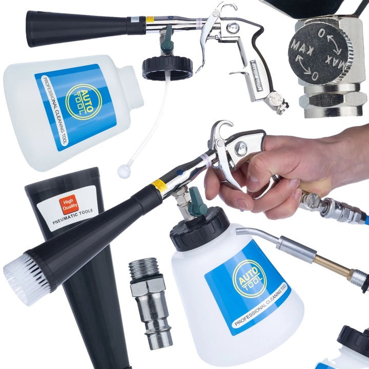 Прахосмукачка за тапицерия, капацитет на резервоара 1л, налягане 6-9 бара, ергономичен дизайн, алуминиева конструкция