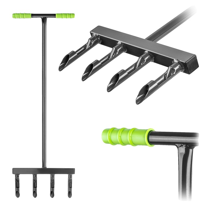 Aerator manual pentru gazon, 36 cm, constructie din otel durabil, design prietenos cu utilizatorul, promoveaza cresterea sanatoasa a ierbii