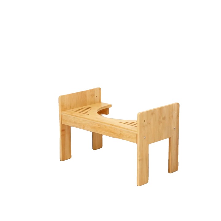 Suport toaleta din bambus, inaltime ajustabila 6 cm, capacitate maxima 80 kg, dimensiuni 45x24.5x28 cm