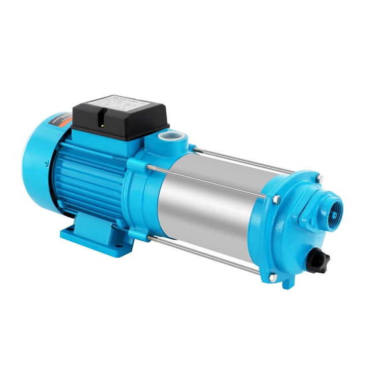 Pompa de apa, Pompa centrifuga pentru irigatii din otel inoxidabil, 1300 W, 1, 8 HP, 4000 L/h, 2860 rpm, 230 V 50 Hz, Albastru