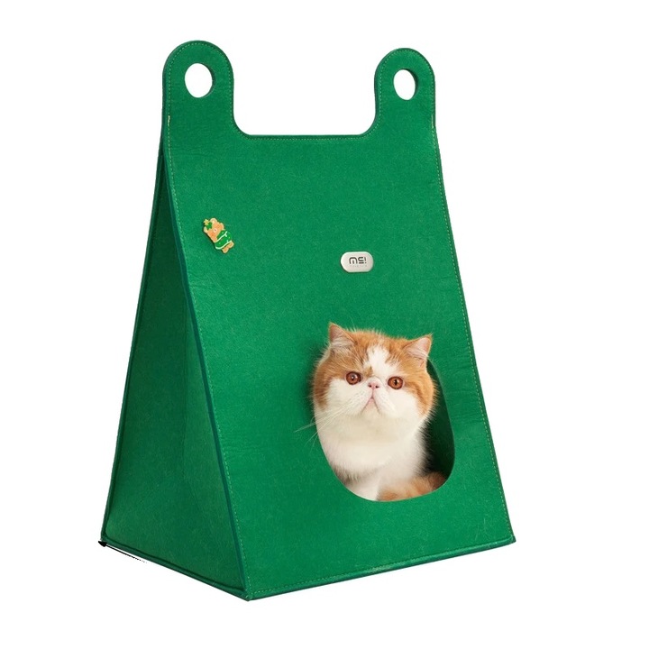 Culcus pentru animale, design pliabil 2-in-1, material autoincalzitor, verde