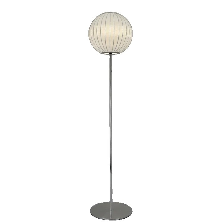 Lampadar 2A, design elegant, lumina calda, metal, abajur din tesatura, 90-260V, 6-10W