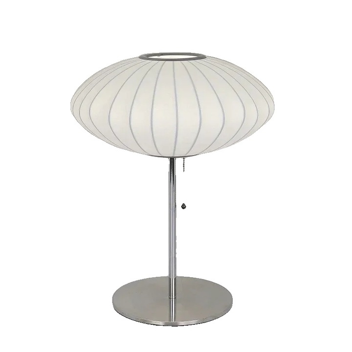 Veioza 1B, design elegant, lumina calda, metal, abajur din tesatura, 90-260V, comutator tactil