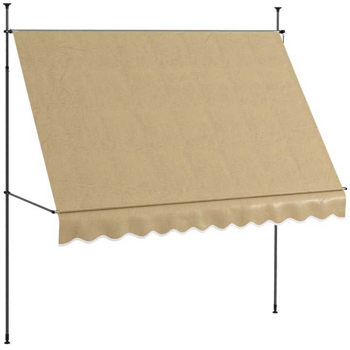 Copertina de terasa, Retractabila manuala, 300 x 120 cm, Inaltime reglabila 210–300 cm, Manivela, Bumbac/poliester, Alb