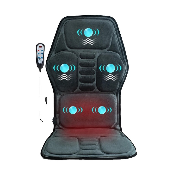 Масажна възглавница, функция за затопляне, вибрации за цялото тяло, кадифе, стандартен размер