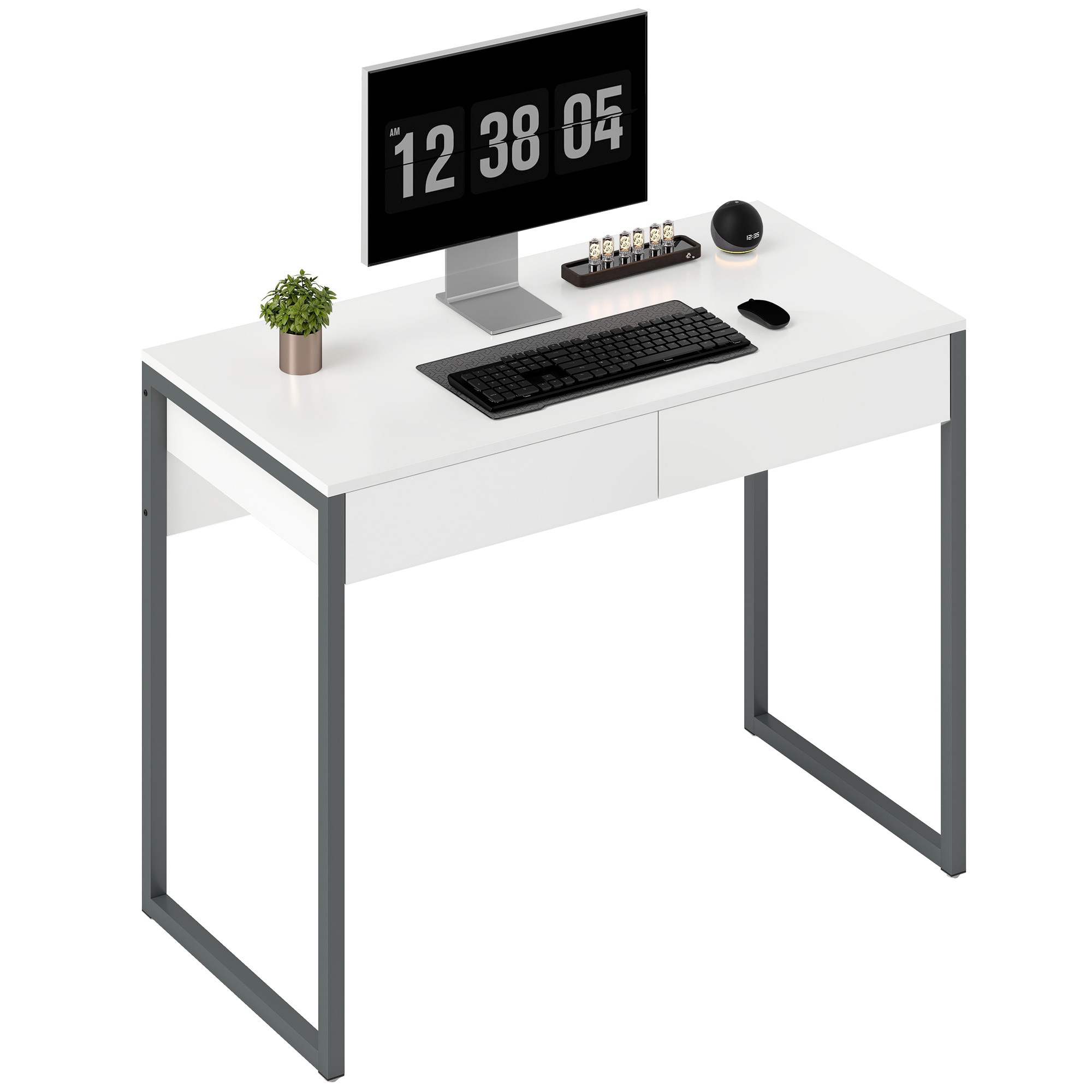 Masa birou pliabila Maclean MC-1250 W, alb, 100×50×75 cm, pe roti