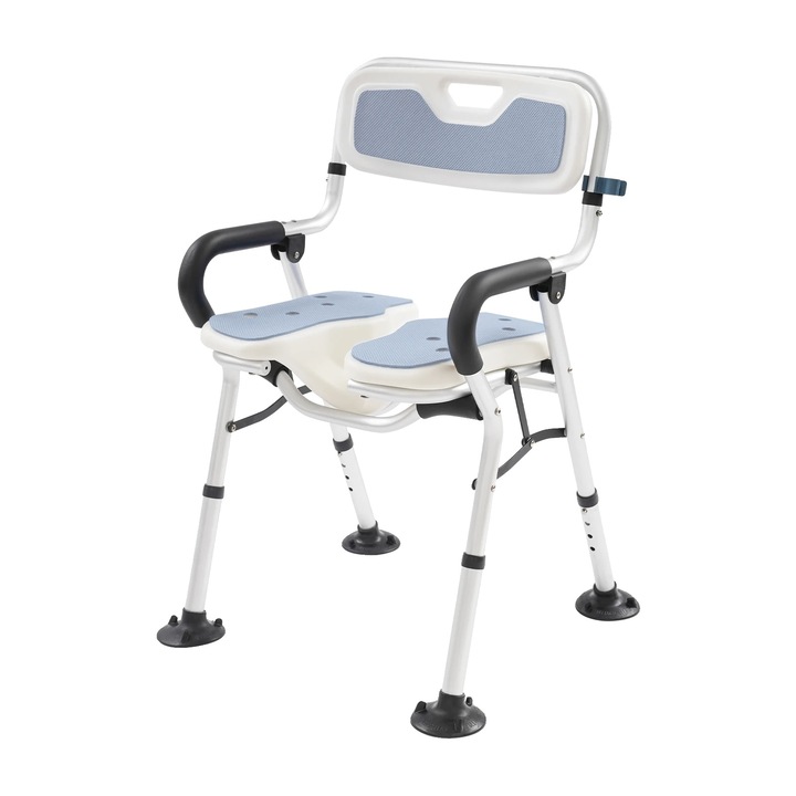 Scaun de dus, design pliabil, inaltime ajustabila, gri, suporta pana la 120 kg
