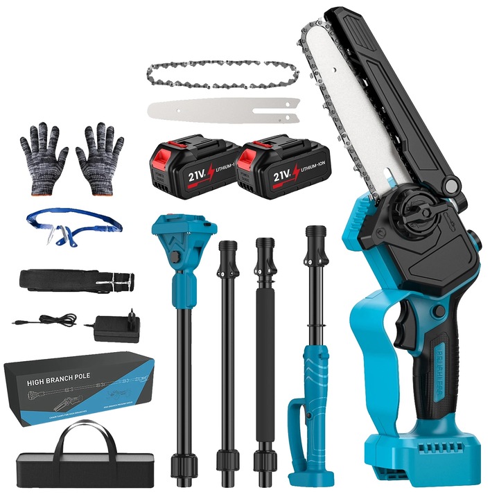 Elektromos láncfűrész, 2 akkumulátor, állítható hosszúság, hatékony vágás, 30 cm, 600W