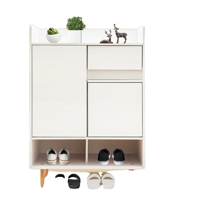 Cipősszekrény, 30x24x12 hüvelyk, nyomógombos nyitású ajtók, több rekesz