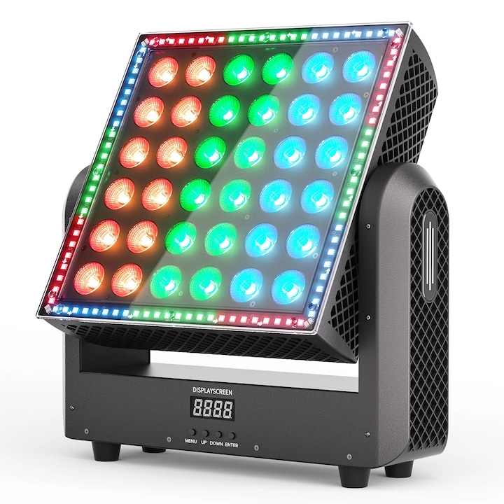 Proiector wash Moving Head, 200W RGBW, DMX512 9/19/110 canale, 36×10W + 96×0, 2W LED, Auto/Sunet/Master-Slave, Pentru scena & DJ, Multicolor
