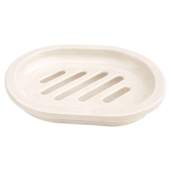 savoniera cu gratar, din plastic, 13.5 x 10 x 3 cm culoare crem
