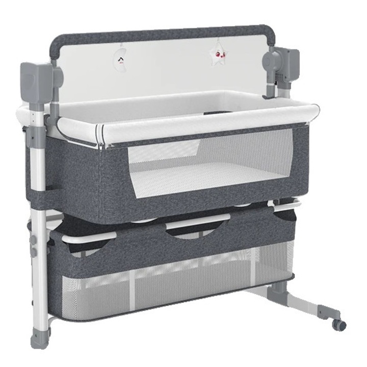 Patut bebe multifunctional, BJJ-601, gri, dimensiuni ajustabile