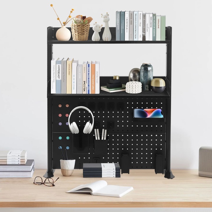 Irodai polc, 2 szintes, szénacél, 80x23.5x95cm, teherbírás 10kg