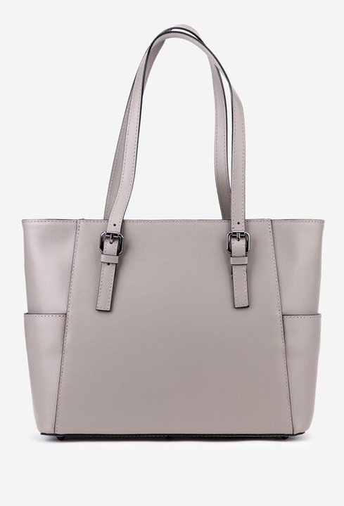 Geanta dama taupe din piele cu manere ajustabile